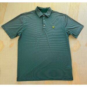 Masters Tech Golf Polo Green Shirt Mens XL Stripe Short Sleeve Polyester Augusta